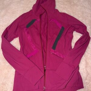 lululemon athletica Magenta Hooded Zip Jacket with Black Accents